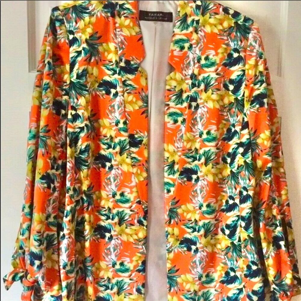 ⭐ 🔥 50% OFF SALE — FINAL PRICETahari ASL Orange Floral Blazer Jacket Size 2 NWT - Picture 10 of 14